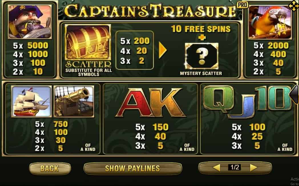 Captain's Treasure Pro Info XOSlot slotxo แจก