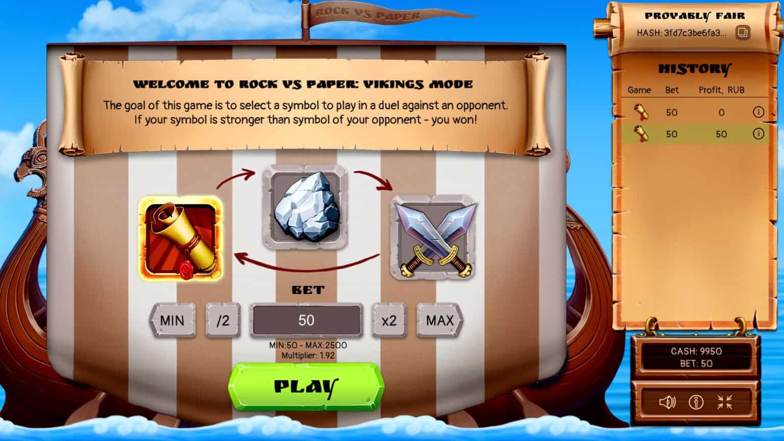 ROCK VS PAPER VIKING’S MODE สล็อต XO สล็อตค่าย evoplay slotxo 311