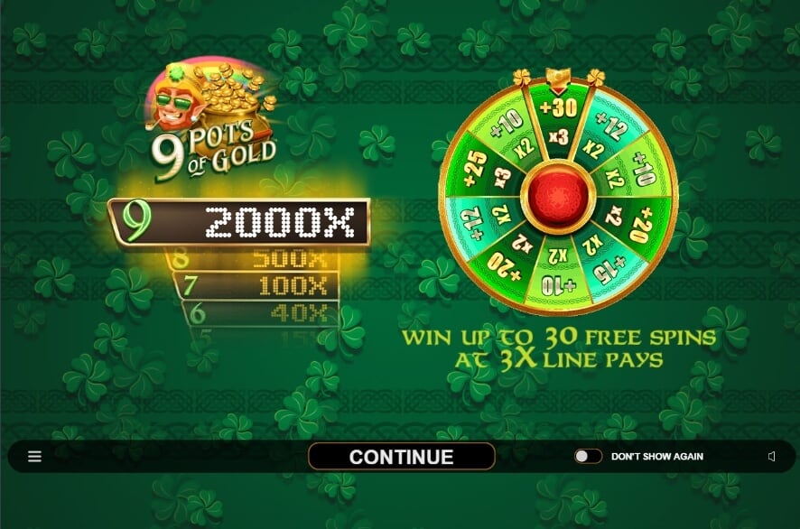 9 Pots of Gold สล็อต Microgaming จาก slotxo โบนัส 100