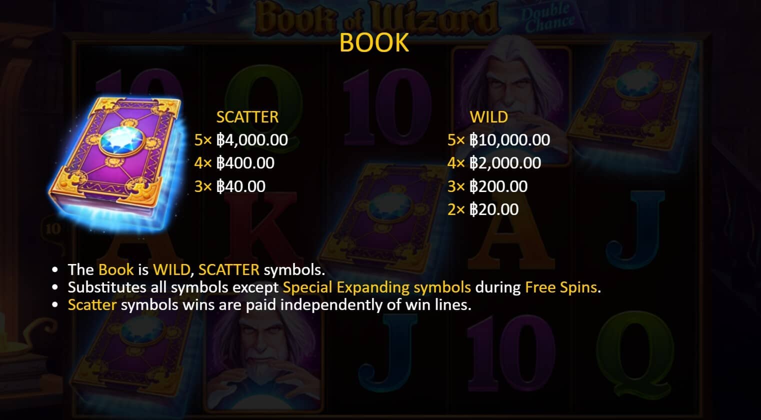 Book Of Wizard Double Chance ค่าย booongo เว็บ สล็อต เว็บตรง SLOTXO จาก slot1234