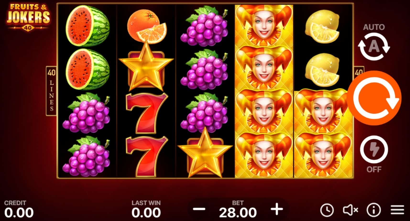 Fruits & Jokers 40 Lines ค่าย booongo เว็บ สล็อต เว็บตรง SLOTXO จาก SLOTXO 24 HR