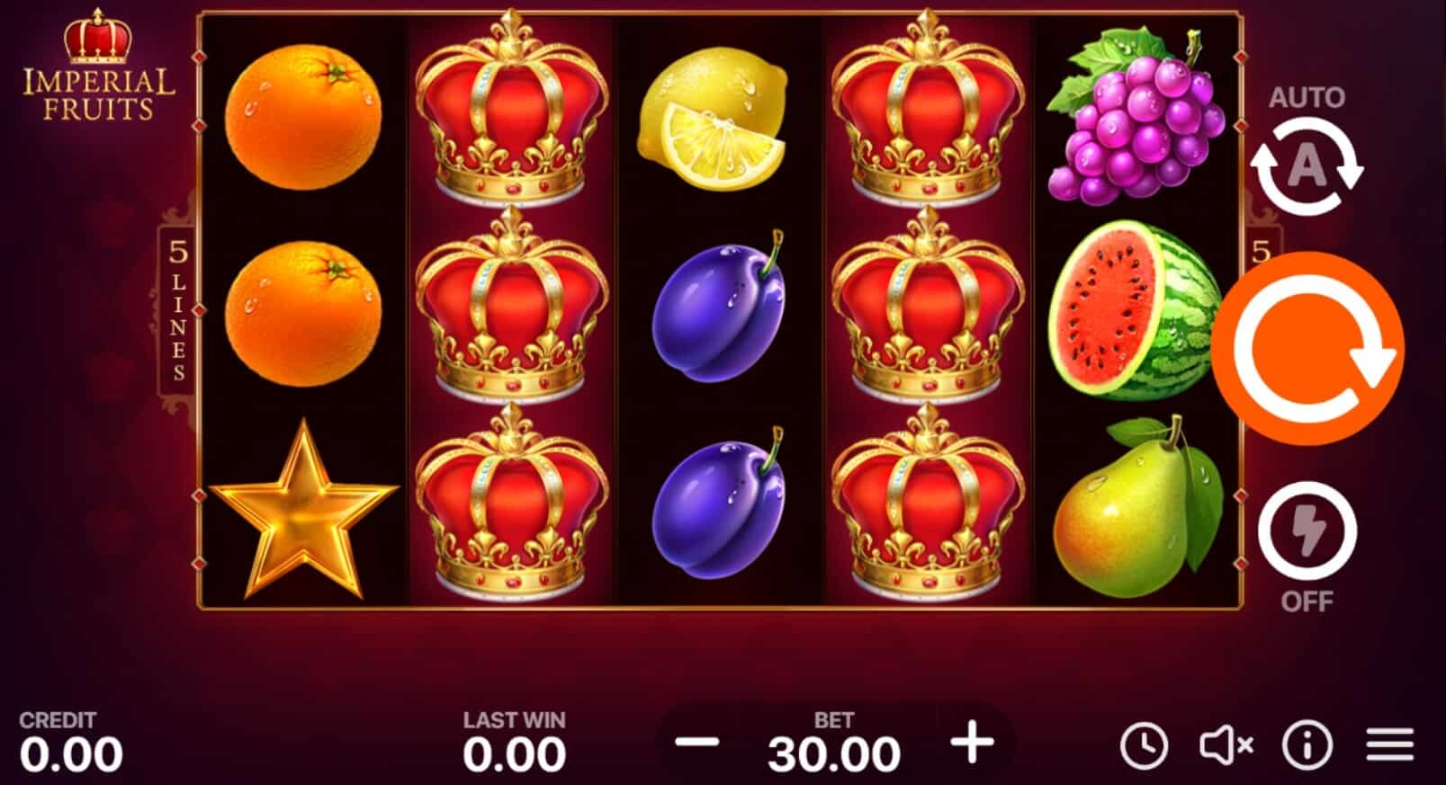 Imperial Fruits 5 Lines ค่าย booongo เว็บ สล็อต เว็บตรง SLOTXO จาก slotxo mobile