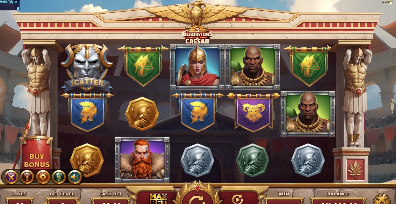 3 Gladiators vs Caesar สล็อต เว็บตรง Yggdrasil slotxo xo